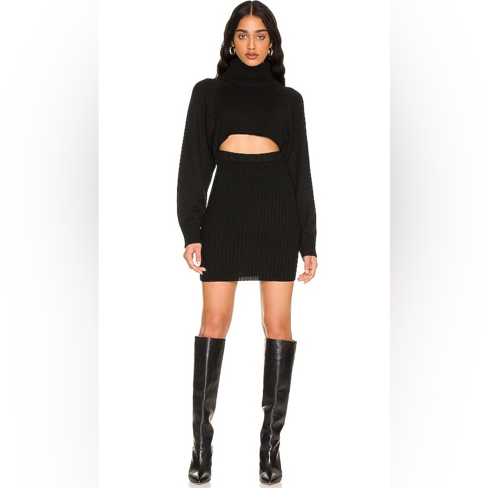 NBD Winona Cut Out Turtleneck Dress; Black Knit; Size Small